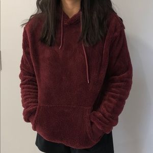 Amnesia Maroon Fuzzy Hoodie Size: M